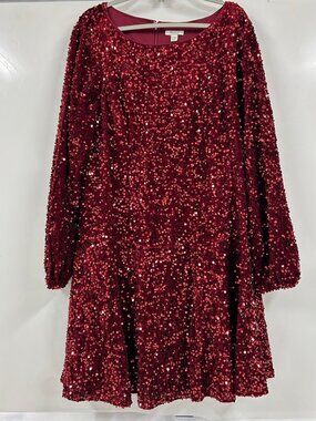 Cato Red Sequin Dress 22/24W Plus Size Holiday Party Cocktail Glam Sparkly